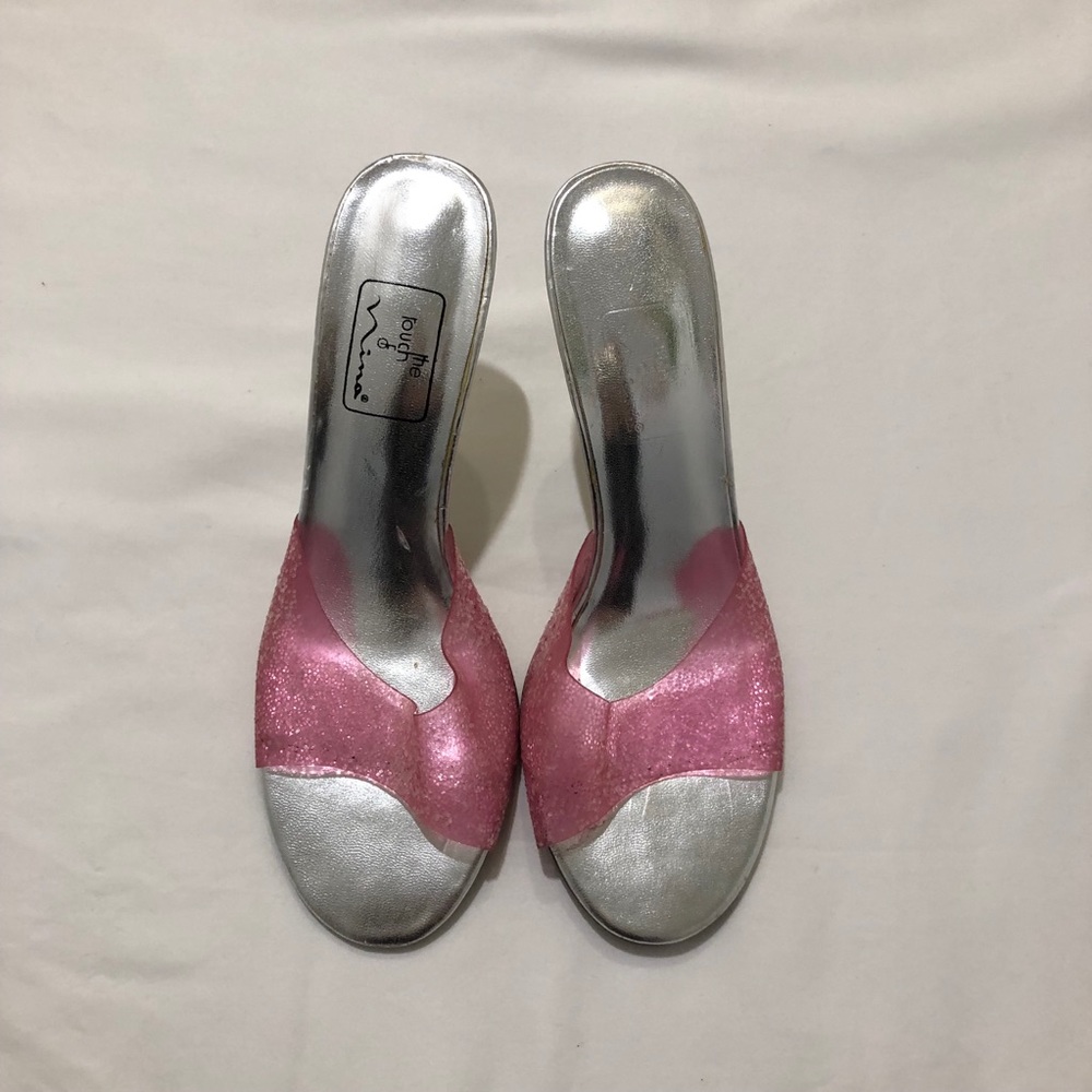 Vintage Pink Glitter Lucite Heels